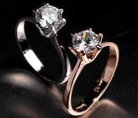 Two 18K GP Solitaire Rings Size 7