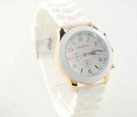 White Geneva Silicone Watch 